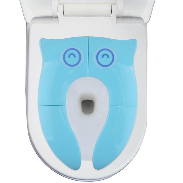 Uppgradera hopfällbar potta-toalett-träning Bärbar Resa Baby -toalett-träningssits cover med halkskyddande silikonkuddar (1 st, blå)