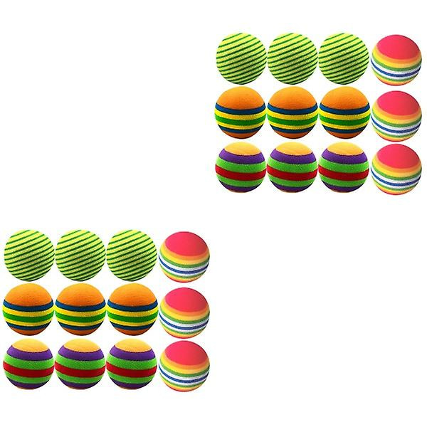 36 st Stripe-mönstrade bollar Eva-boll Färgglada bollar Katt Husdjur Lekbollar Träningsboll (4 stilar)2 24 pcs 3.5X3.5CM