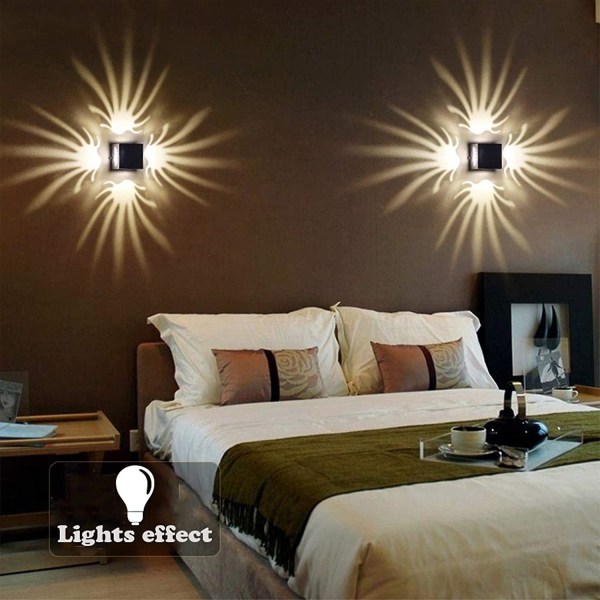 Led 3w vägglampa Ac85-265v modern aluminium kreativ lampa inomhuslampor för hem energibesparande ljus led ljus väggdekorationslampa (varm vit)