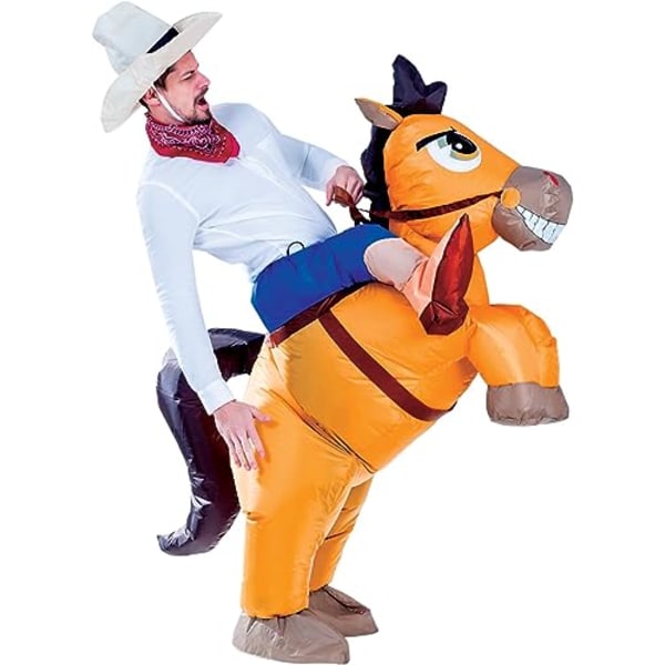 Creations Uppblåsbar hästdräkt, Ridning på en häst Air Blow Up Deluxe Halloween-kostym, Cowboyridning på hästdräkt - vuxenstorlek