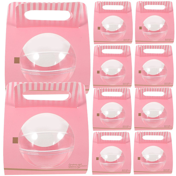 10 kpl Cupcake-laatikot Paper Cookie Bags Clear Cake Box Muffin Lahjalaatikko Party Favor Box Mousse Wrappi Pink 15x15cm