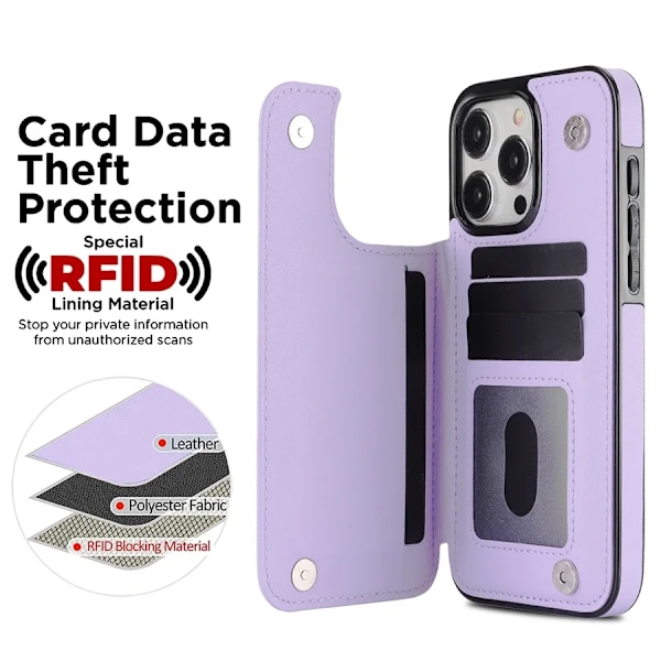 RY/Wallet Dobbelt Knap Lille Duftende Vind Kort Flip Læder Etui Til iPhone 16 Pro Max 15 14 13 12 11 SE 2022 20 X XS XR 8 7 Plus Black for iphone 14 Plus