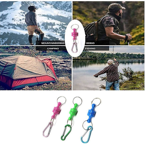 Magnetisk netudløserclips til fluefiskeri, magnetisk karabinhage i plastik, magnetisk enkelt nøgleringskrog, til fastgørelse på bæltetaske, nøglering eller fisketilbehør