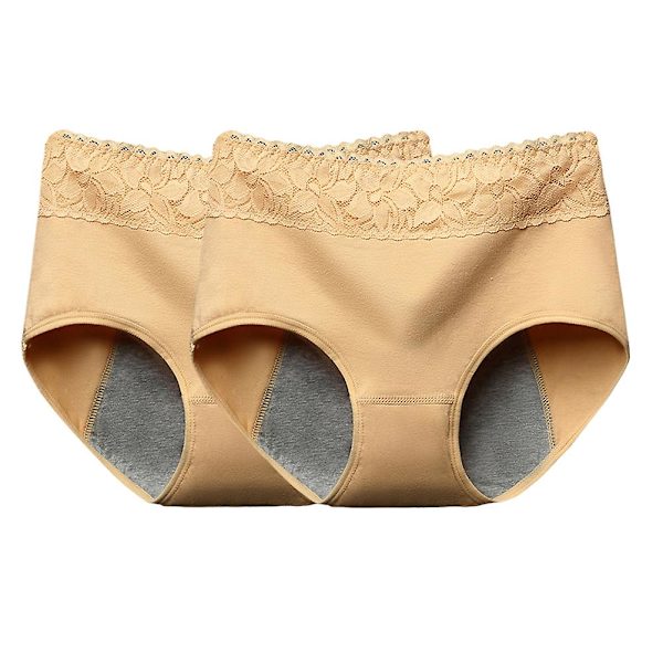 2-pack Fysiologiska Byxor Läcksäkra Mensationsunderkläder Periodtrosor Spets Hälsa Sömlösa Kalsonger Fo L