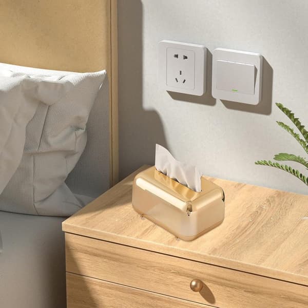 Guld Tissueboksbetræk med Elegant Belægning, Holdbar ABS Rektangulær Servietholder til Stue Badeværelse Kontor Bil, 18x12cm