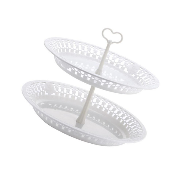 1 stativ för tårtor i två våningar, serveringsställ, eftermiddagste, snacksfat, vitt, 24,5 x 24,5 cm White 24.5X24.5CM