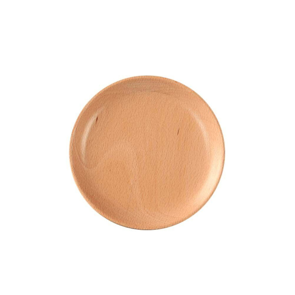 1 stk Japansk rund serveringsfat i bøketre til middag, desserter, tallerken, servise, miljøvennlig (20x20x2cm)