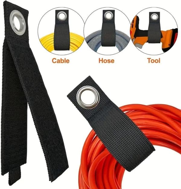 12-pak kraftige opbevaringsstropper 38x260mm, nylon velcro kabelorganisatorstropper med rustfri gennemføring til garage