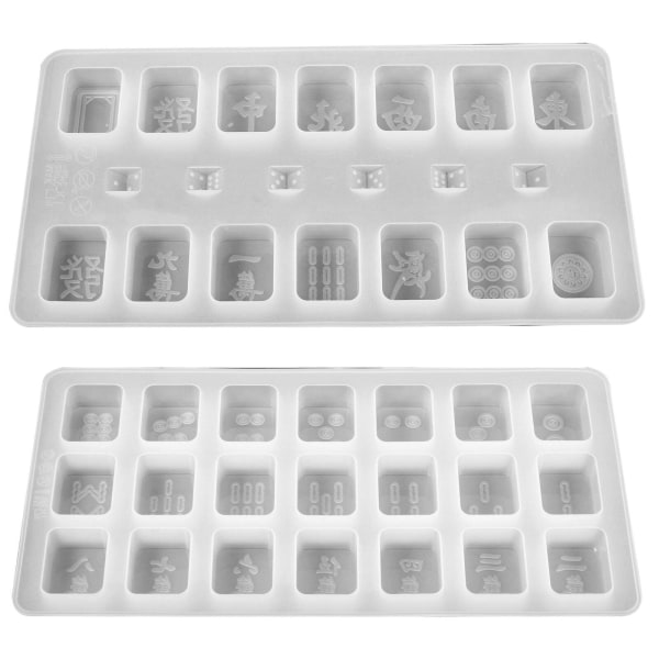 2pcs Silicone Mahjong And Dice Casting Molds Epoxy Resin Moulds For DiyWhite14.8X28CM