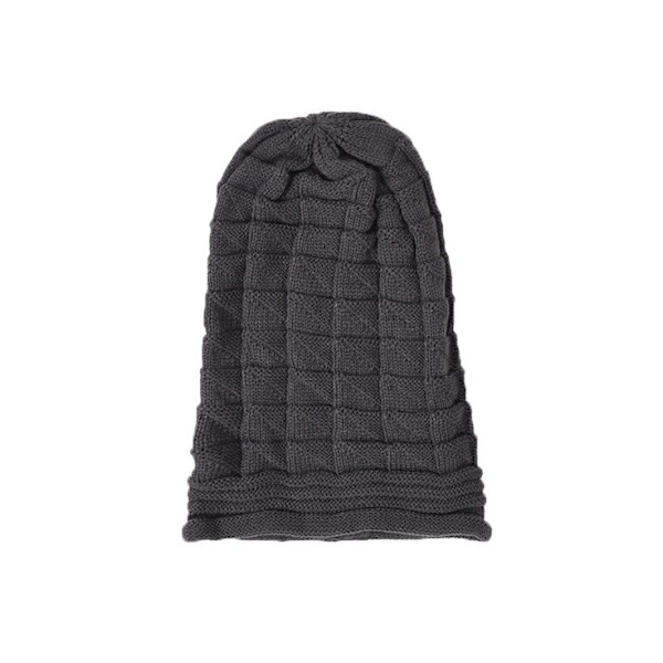 Vinterhue, kvinders vinterstrikket varm elastisk hue, stribet skihue, trendy kraniehue, mørkegrå