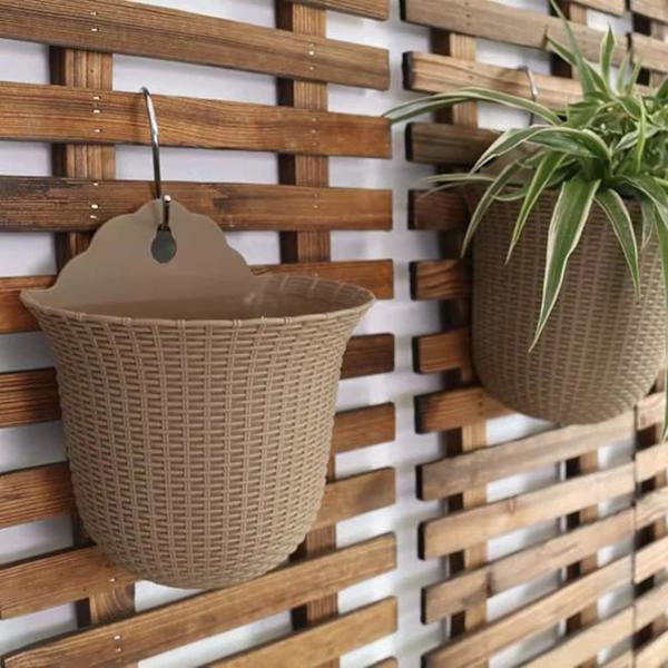 Sett med 2 plastveggplanter for innendørs eller utendørs - Grå