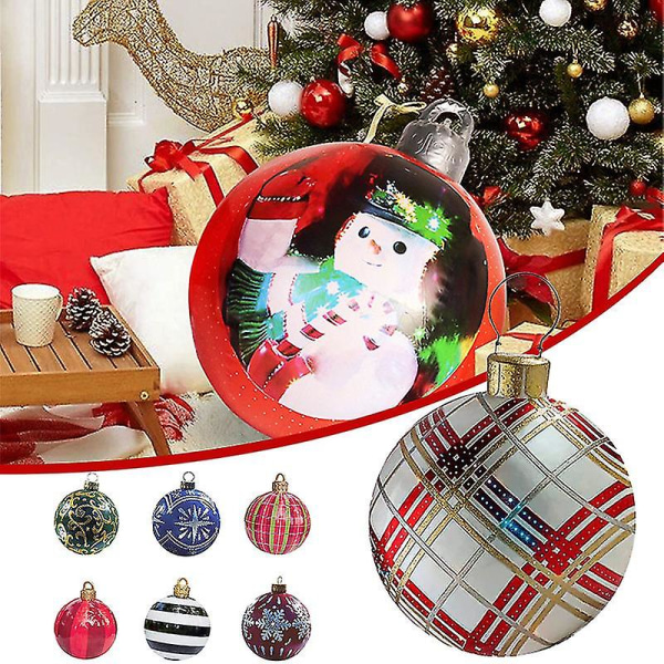 Udendørs Julepynt PVC Oppustelig Dekoreret Bold Med Oppustelig Pumpe 60cm I Diameter Havegård H