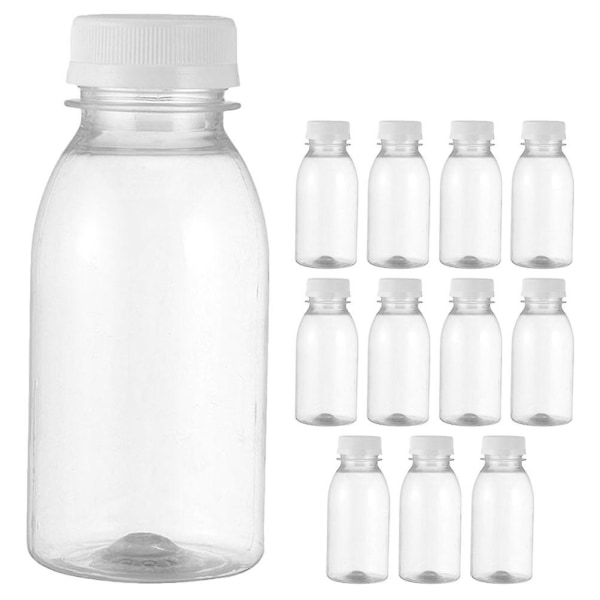 12st tomma juiceflaskor Återanvändbara vattenflaskor med kapsyler MjölkförvaringsflaskorTransparent4X4X12CM Transparent 4X4X12CM