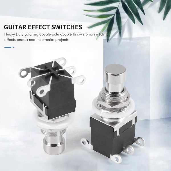 5 stk 6-pins DP-DT låsefotbryterpedal Gitar Push-knapp Metall True Bypass AC 250V/2A 12