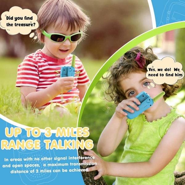 Walkie Talkie för Barn, 8 Kanaler 2-Vägsradio med VOX-Funktion & LED-ficklampa, 3 Mil Räckvidd för Utomhusäventyr, Camping (Blå-Grön)_ry