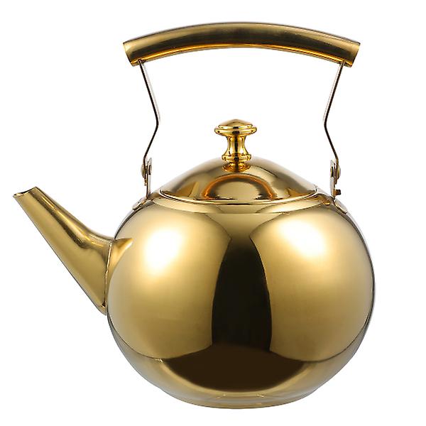 1pc Boiling Tea Kettle Stainless Steel Stovetop Teapot For Home RestaurantGolden19X18X13CM