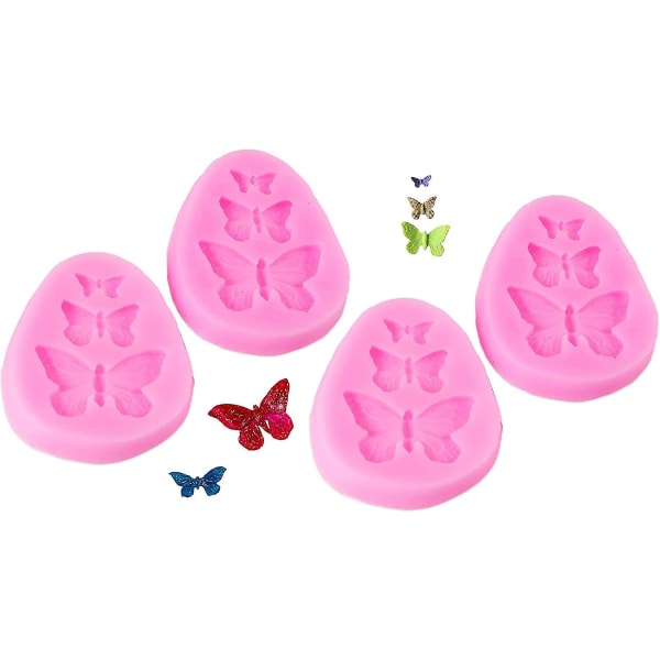 Butterfly Shape Silicone Molds Chocolate Fondant Mould Candy Gummy Baking Fondant Molds Non-stick Diy Kitchen Baking Tools(8pcs, Pink)