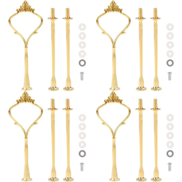 4 Set med 3-vånings Tårta Stativ Handtag Hårdvara, 2 Stilar Gyllene Vånings Frukt Tårta Stativ Handtag Tårta Cupcake Dessert Servering