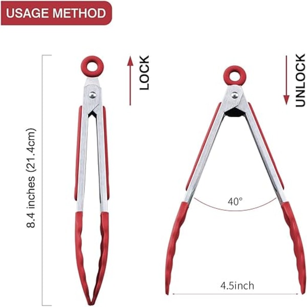 7\" Mini Silikon Serveringstänger - Set om 3 7 tum Röda