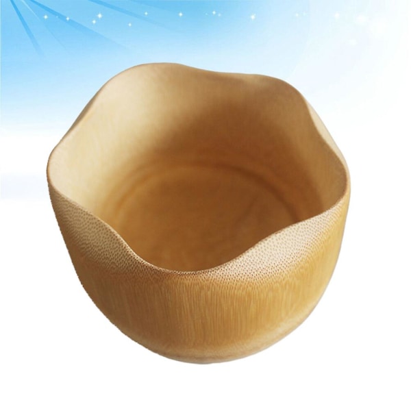 Naturlig bambuskål Handgjord färgfri skållningsbeständig Anti-fall Barn Matskål Lotusformad skål Okrossbar salladsblandad skål (slumpmässigt mönster)