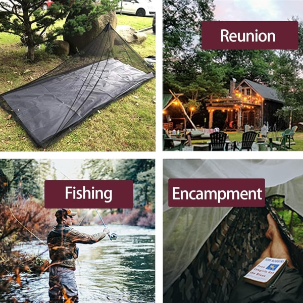 Camping Myggnett Seng Kompakt og Ultralett for Reise, Hull Mesh Netting for Camping og Fotturer, Uten Sovematte