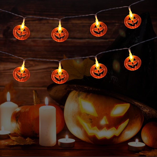Halloween-valot, 3m Litteä Kurpitsaketjuvalo 20LED Halloween-koristevalo Kauhujuhliin Kotiin
