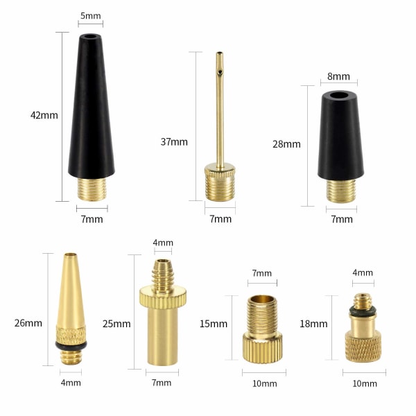 Sykkelventil Adapter, 16 stk Messing Sykkelpumpe Adaptere, Ballpumpe Nål, Ballong Oppblåsbare Leke Dysen Inflator Adapter