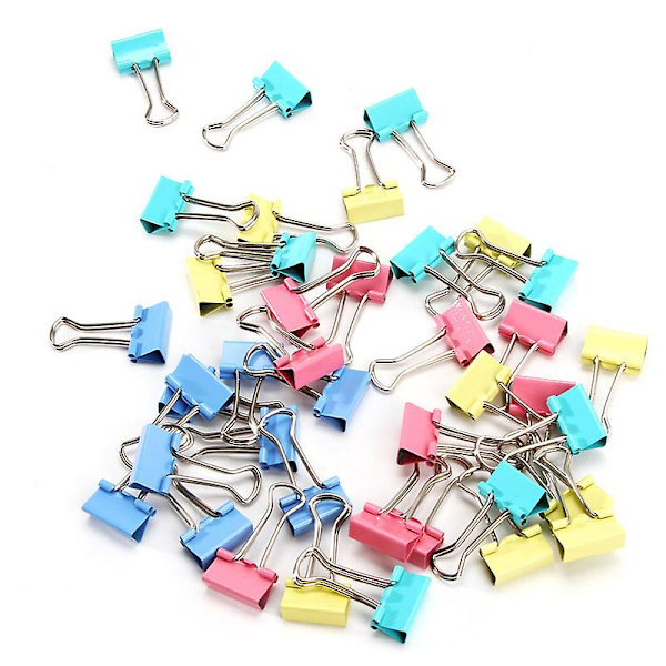 40 stk. 19 mm Farvede Binder Clips Hjemmekontor Skolelærer (1 sæt, Flerfarvet)