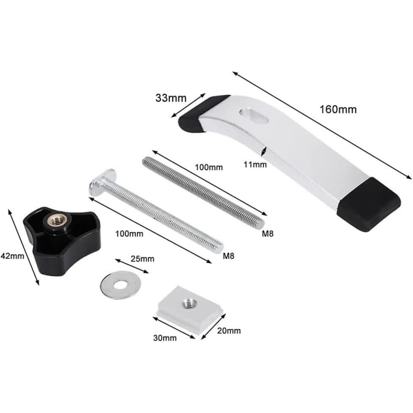 Sæt af 2 Skinne - Aluminium T-spor Klemme T-spor Metal Hurtigvirkende Hold-Ned Klemme Sæt, Til T-spor Træbearbejdningsværktøj
