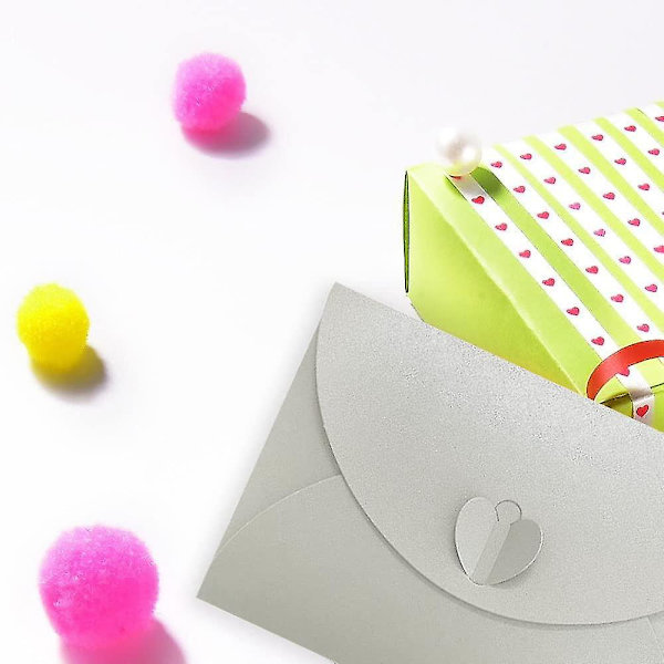 50 st Kuvert, Handgjorda Mini-Presentkort, Alla Hjärtans Dag-Kuvert, Kuvert med Hjärtformad Spänne