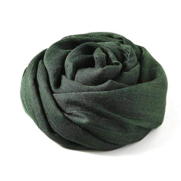 Bomullslin-sjal Bredt Lin-omslag Kapp Enkelt Sjal Mørkegrønn dark green