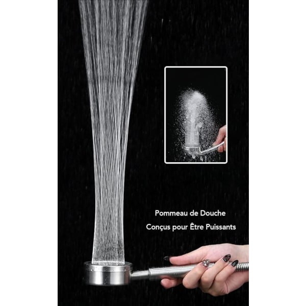 304 Stainless Steel High Pressure Shower Head, Bathroom Shower Hand Shower Water Saving Easy Installation - Waist-Shaped Spray Method