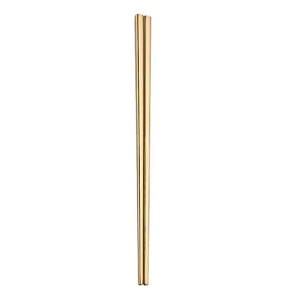 Et par rustfrit stål spisepinde, elektroplettering firkantede spisepinde, genanvendelige metal spisepinde (23 cm, guld) Guld 1 par Golden 1 Pair