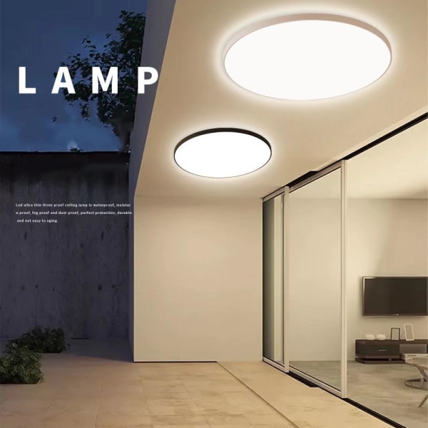 Tresäker LED-taklampa fuktsäker belysning modern enkel rund sovrumslampa gång balkong kök badrumslampa