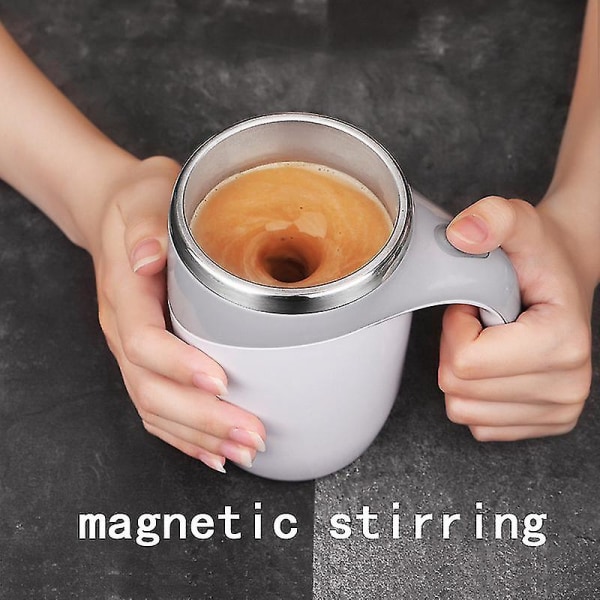 Automatisk selvomrørende magnetkrus Rustfrit stål Temperaturforskel Kaffeblandekop Blender Smart Mixer Termisk kopHvid White