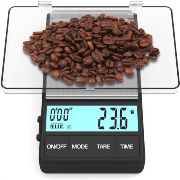 Espressovåg liten och tunn kaffevåg för resor, mini digital skala gram och uns med stor bakgrundsbelyst LCD-ficka i rostfritt stål Food Scale Drip Tr