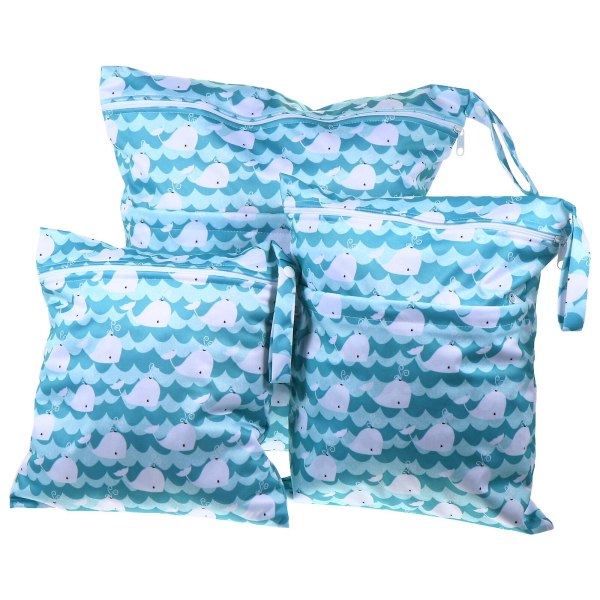 3-pack Vattentäta Återanvändbara Blöjförvaringsväskor Våta/Torra Väskor Barnkammare Blöjväskor Blå 40x45x0.2cm Blue 40x45x0.2cm