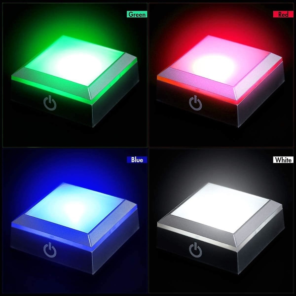 1 st Led Base Light Show Stand Med Sensitive Touch Switch Färgglada Ljus Square Crystal Stand