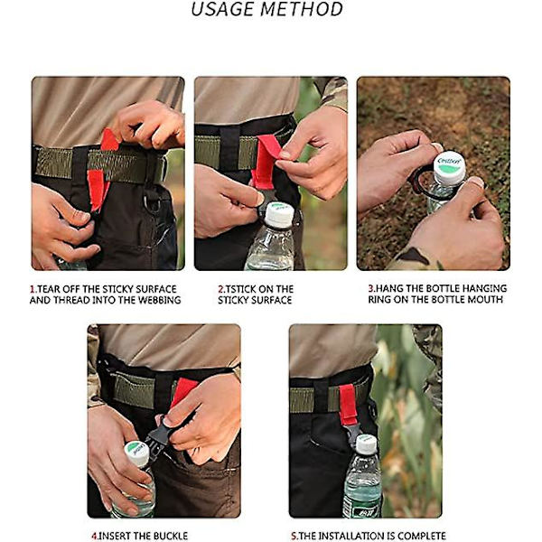 Utendørs Hengende Spenne, Vannflaskespenne, Vannflaskeholder med Karabinkrok, Bærbar Nylon Vannflaskespenne, Camping, Fotturer og Utendørs