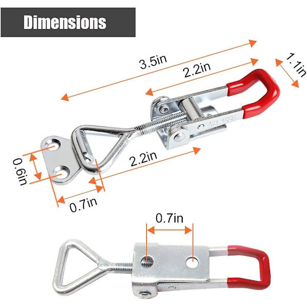 6 stk. Metal Toggle Lås Hurtigudløsningslås, 4001 100kg/220lbs Kapacitet Klemme Låsegreb Lås Låseboks Låg