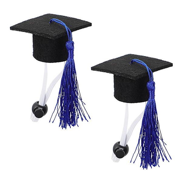 2 stk. Gradueringspet Kostume Sæt Med Pet Graduation Og Gradueringshue Blå 5.5X3.5CM Blue 5.5X3.5CM