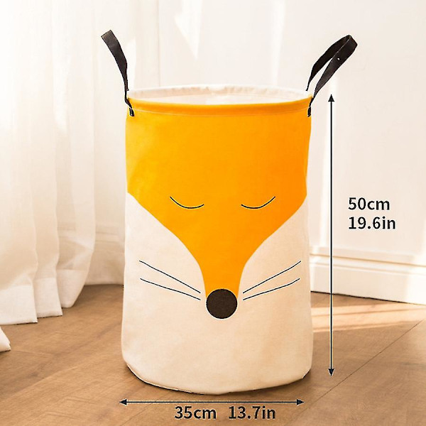 Hopfällbar Tvätthållare för Leksaker, Barn, Tvättkorg, Cartoon Fox, Förvaring, Smuts