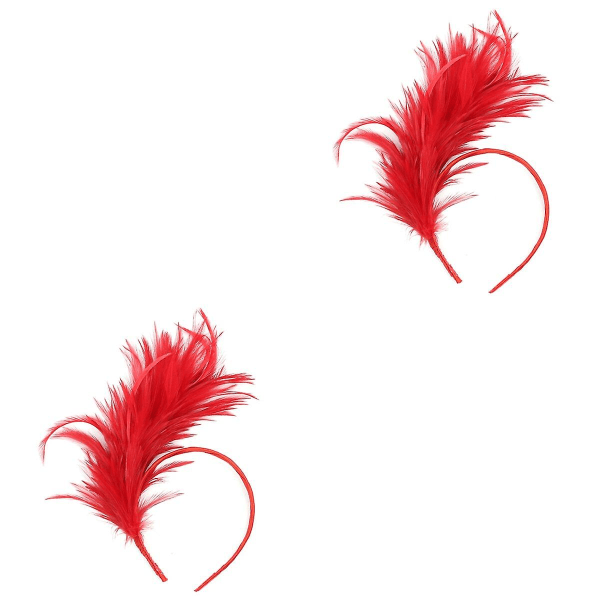 3pcs Feather Hair Creative Performance Hair Accessories Bridal Elegant Headdress Photo Prop (red)2pc