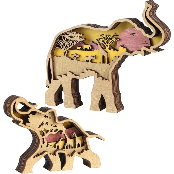 Wooden Forest Elephant Decor, Hytte Dekor, Rustikk Dekor Veggdekorasjoner for soverom Stue Bord Dekorative