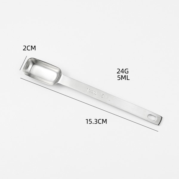 1 Teske (1 Tsp | 5 mL | 5 cc | 1/3 Spiseske) Enkelt Måleske, Rustfrit Stål Individuelle Skeer, Skeer med Langt Håndtag Kun