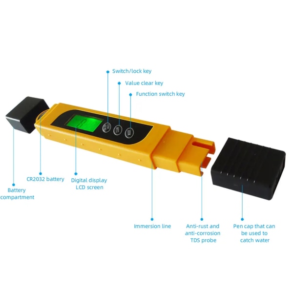 Digital PH-mätare för vatten, 0,05 ph högnoggrannhet Pen typ PH-testare för hydrokultur, hushållsdrickande, pool och akvarium