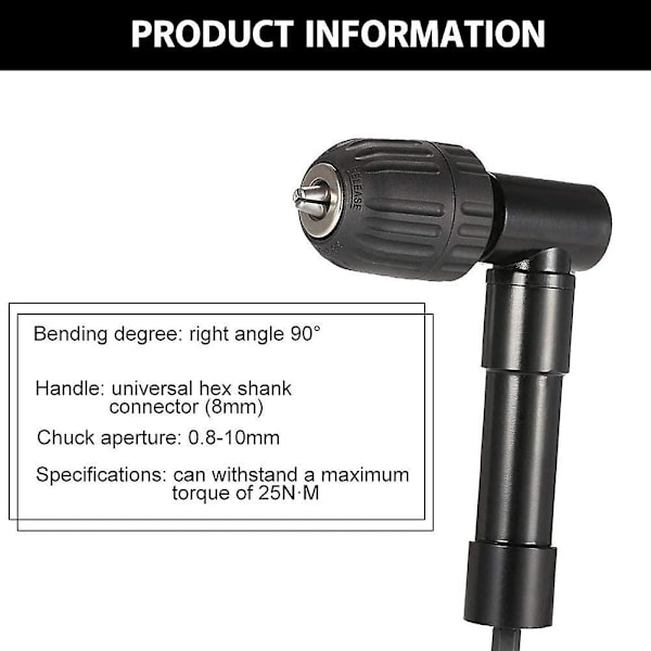 Vinkeladapter 90 Grader Borforlænger Værktøj Forlænger Chuck Vinkel Aluminium Legering Boradapter 8mm Boraks