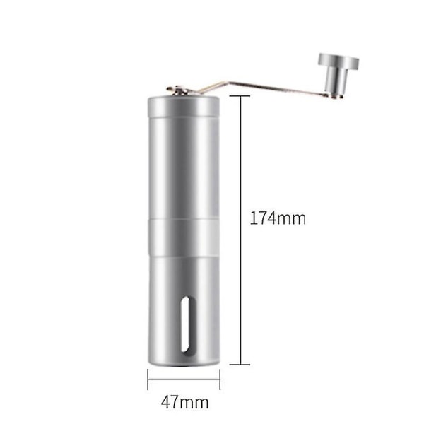 Håndkvern for kaffe, bærbar kaffemaskin, kvern for kaffe (sølv)