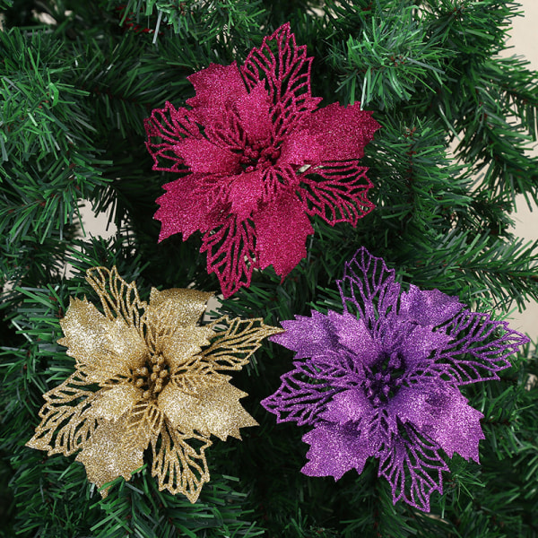 Julepynt Juletrepynt Jul Simulering Blomst Jul Ornament 10 stk Julegaver
