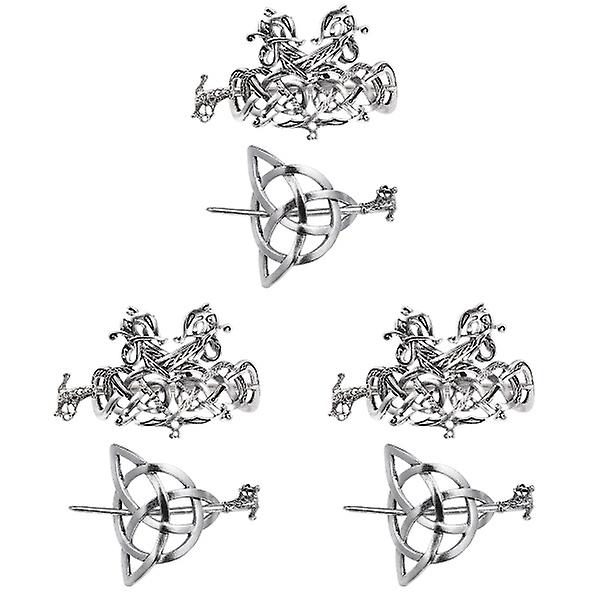 6 stk keltiske knute hårklipp Viking hårtilbehør Vintage fletter hårklipp 6 stk 8X5cm 6 pcs 8X5cm